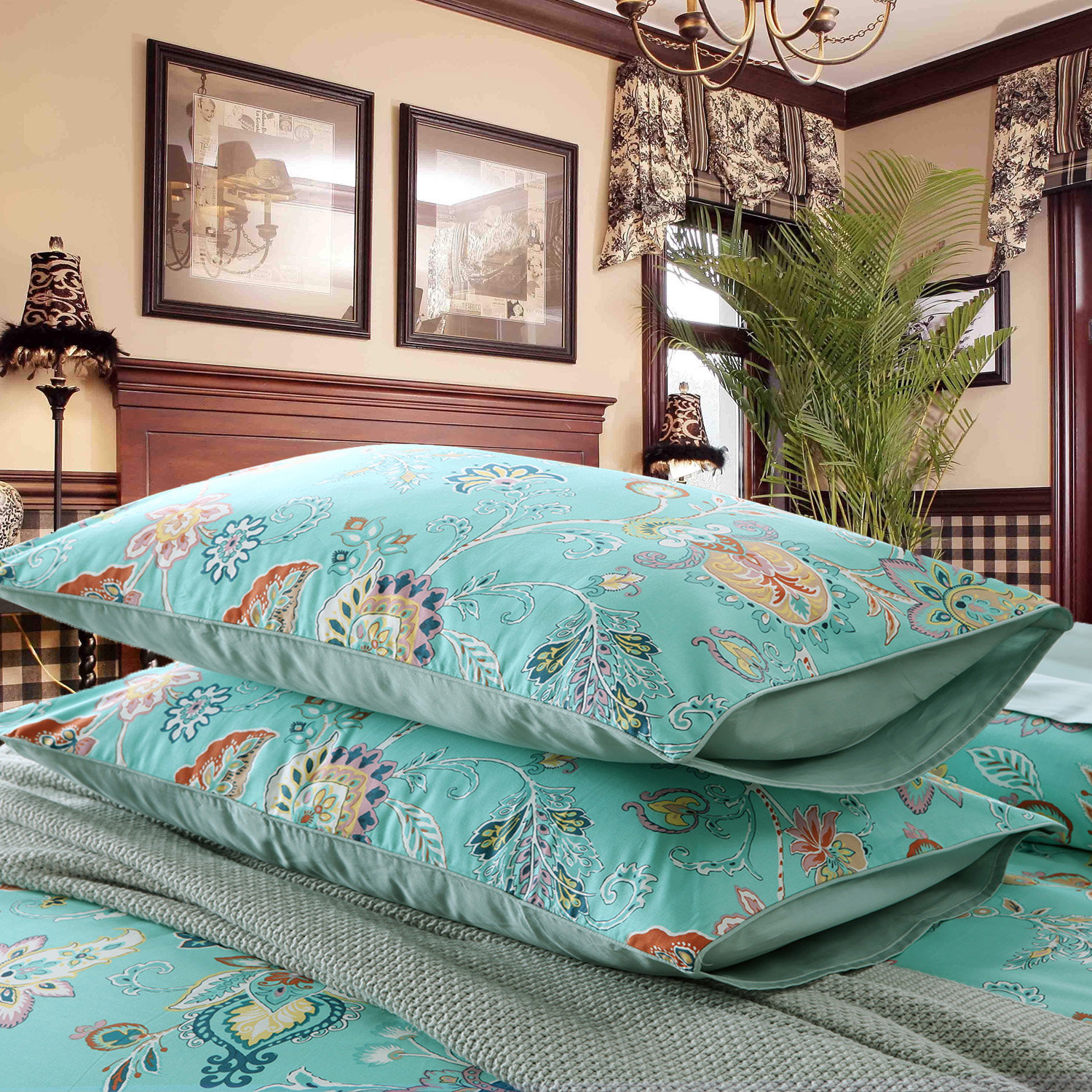 LISSTHER Luxury Vintage Cyan Paisley Floral Cotton Shabby Chic Duvet Cover Bedding Set Wayfair